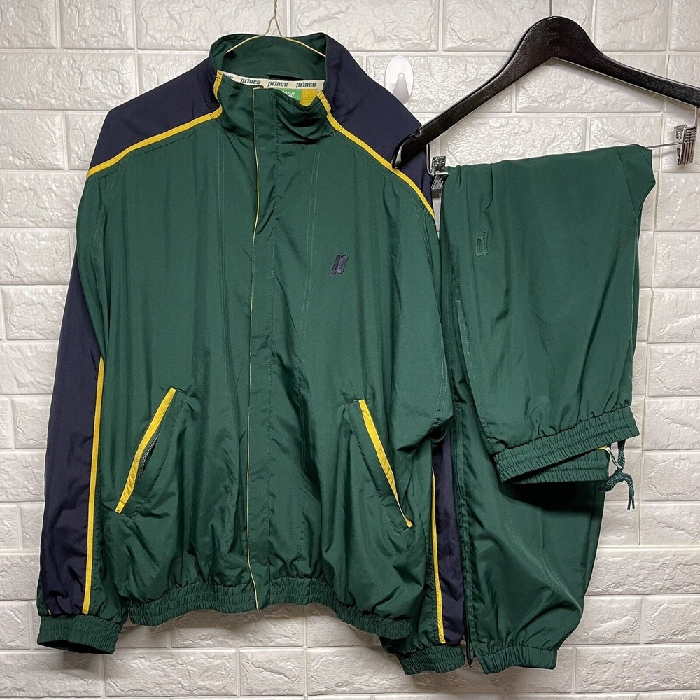 VTG Prince Tennis Tracksuit Windbreaker Lined Jacket and Pant Set Men M EUC